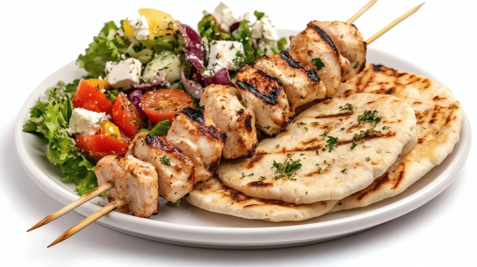Succulent Chicken Souvlaki Kebabs and Greek Flatbread — free download from Dotvec