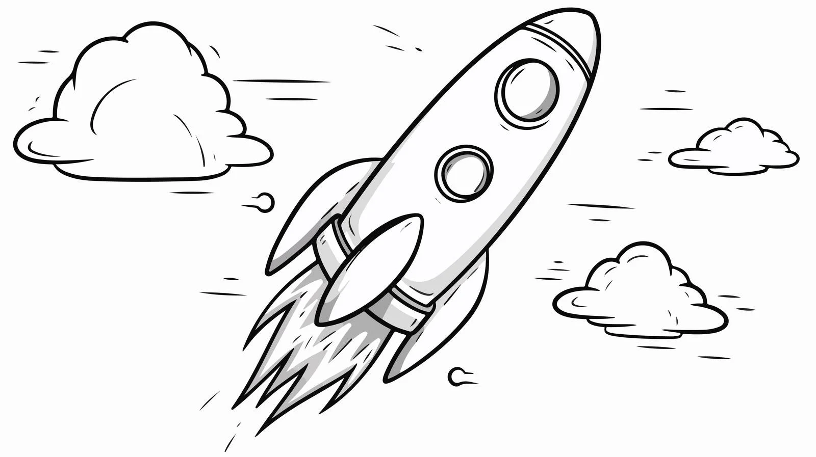 Child's Rocket Drawing in Flight — free download from Dotvec