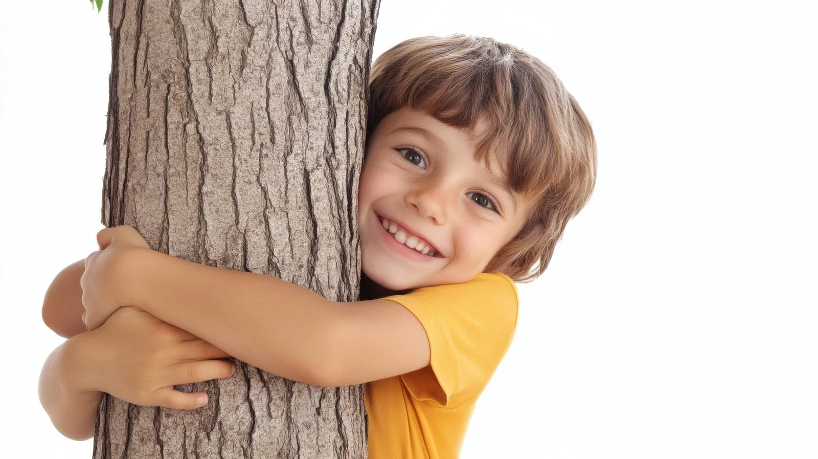 Harmony: Children Embracing Tree on White — free download from Dotvec