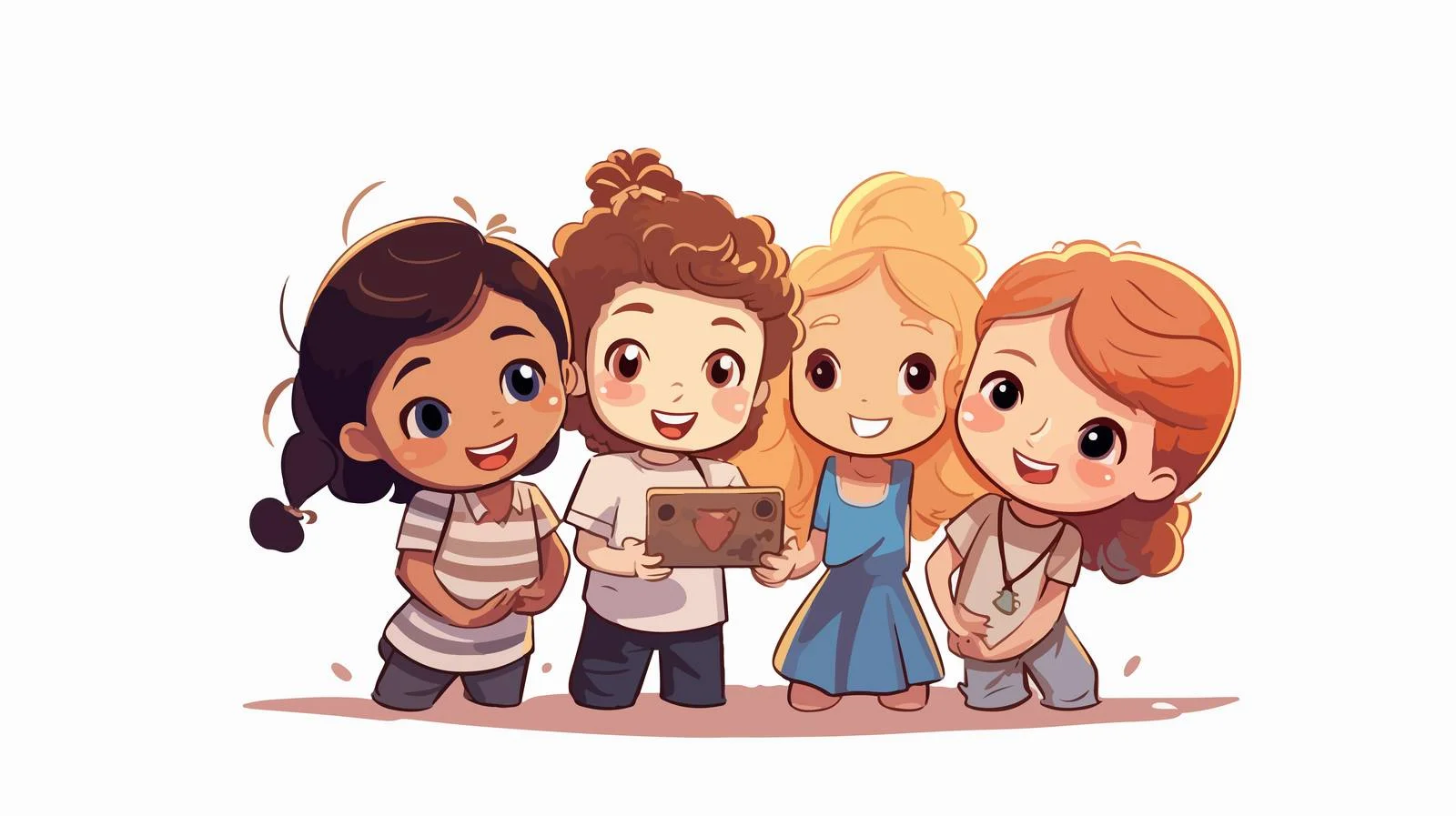 Children Selfie Illustration with Car — free download from Dotvec