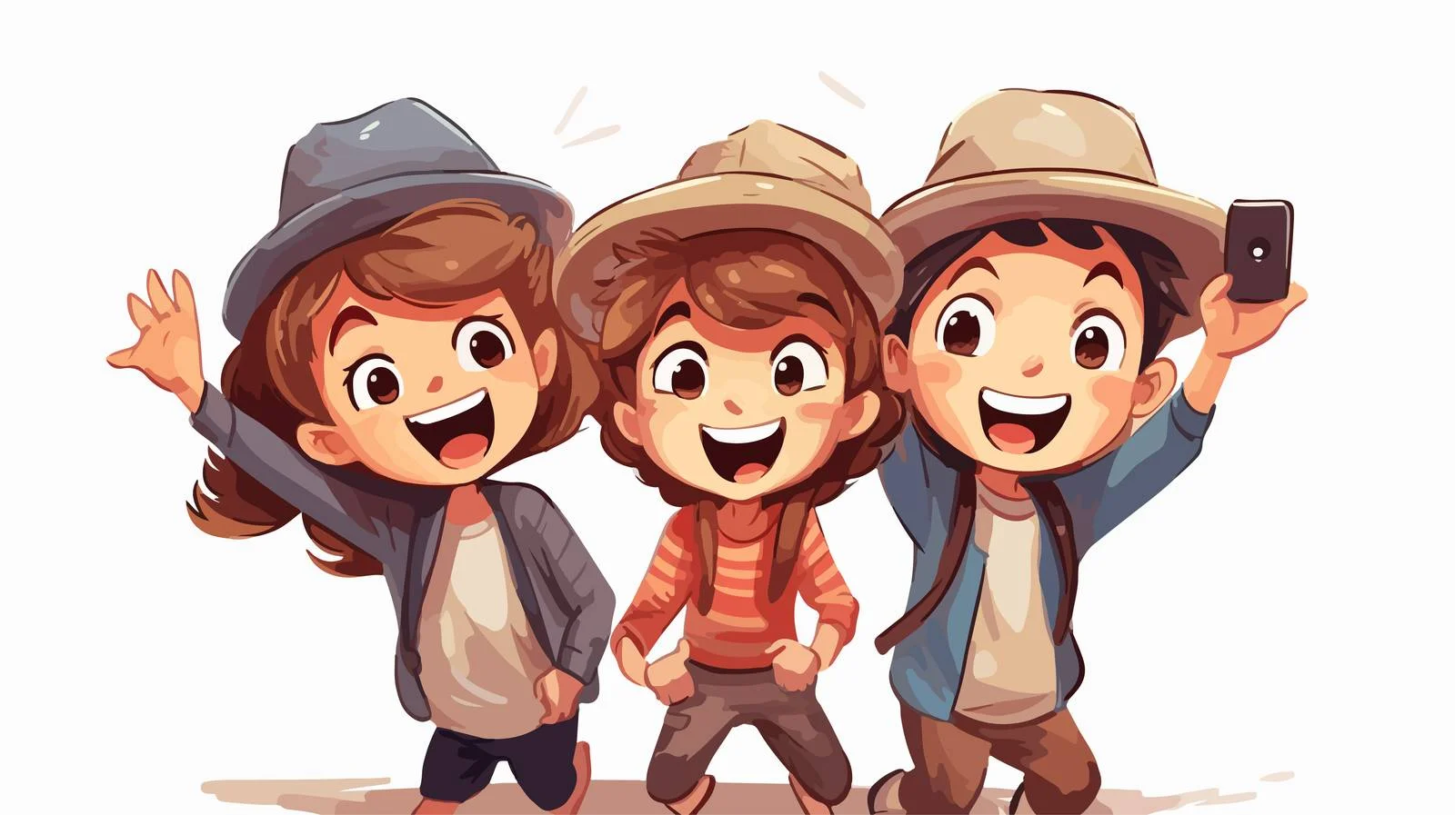 Kids Selfie with Car Vector Illustration — free download from Dotvec