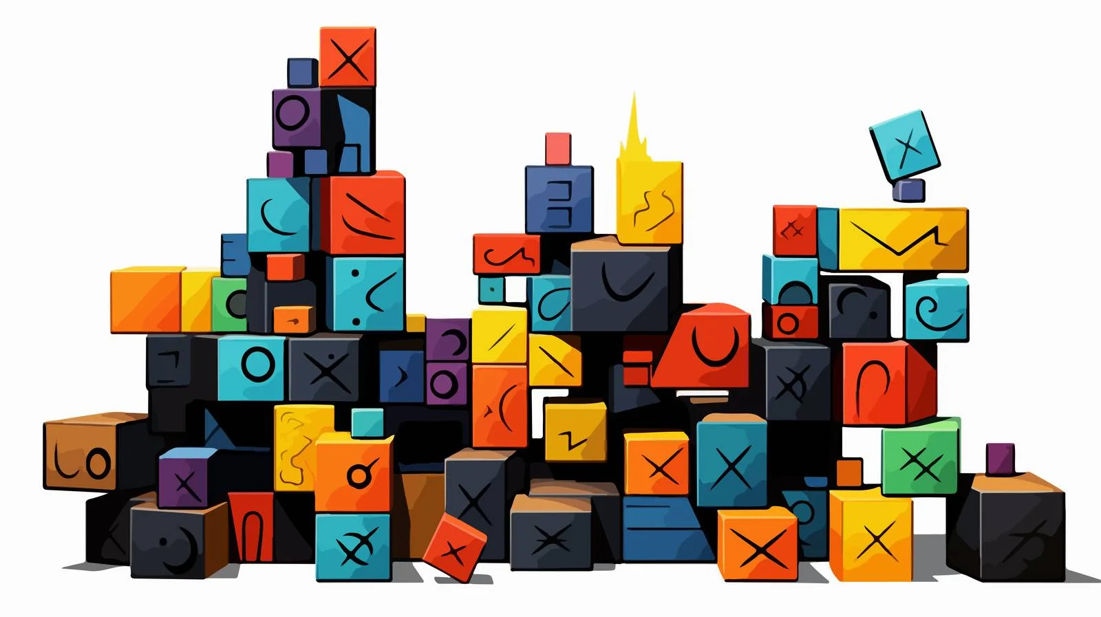 Colorful Children's Cube Construction Set — free download from Dotvec