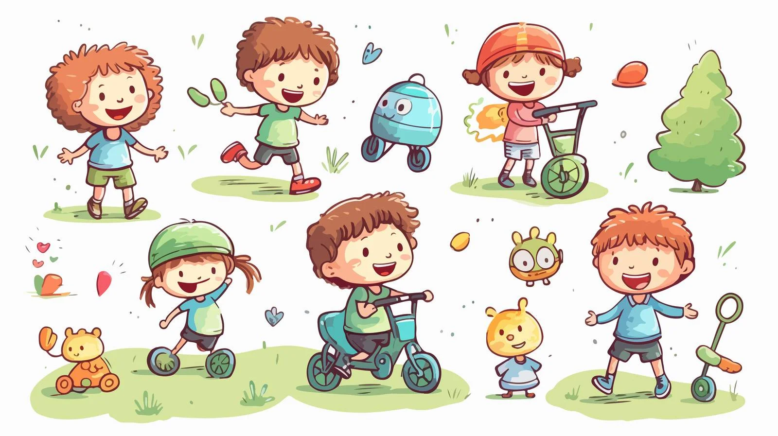 Cartoon Childrens Drawing Vector Illustration — free download from Dotvec