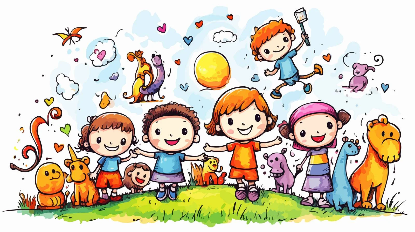 Colorful Cartoon Drawing for Children — free download from Dotvec