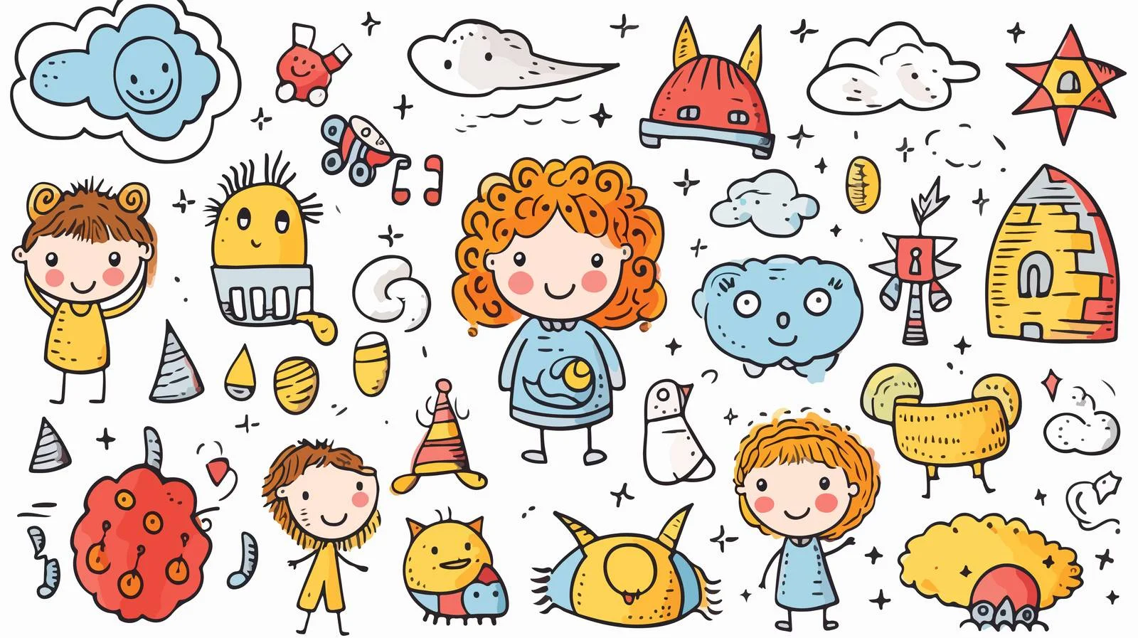 Colorful Cartoon Drawing for Kids — free download from Dotvec