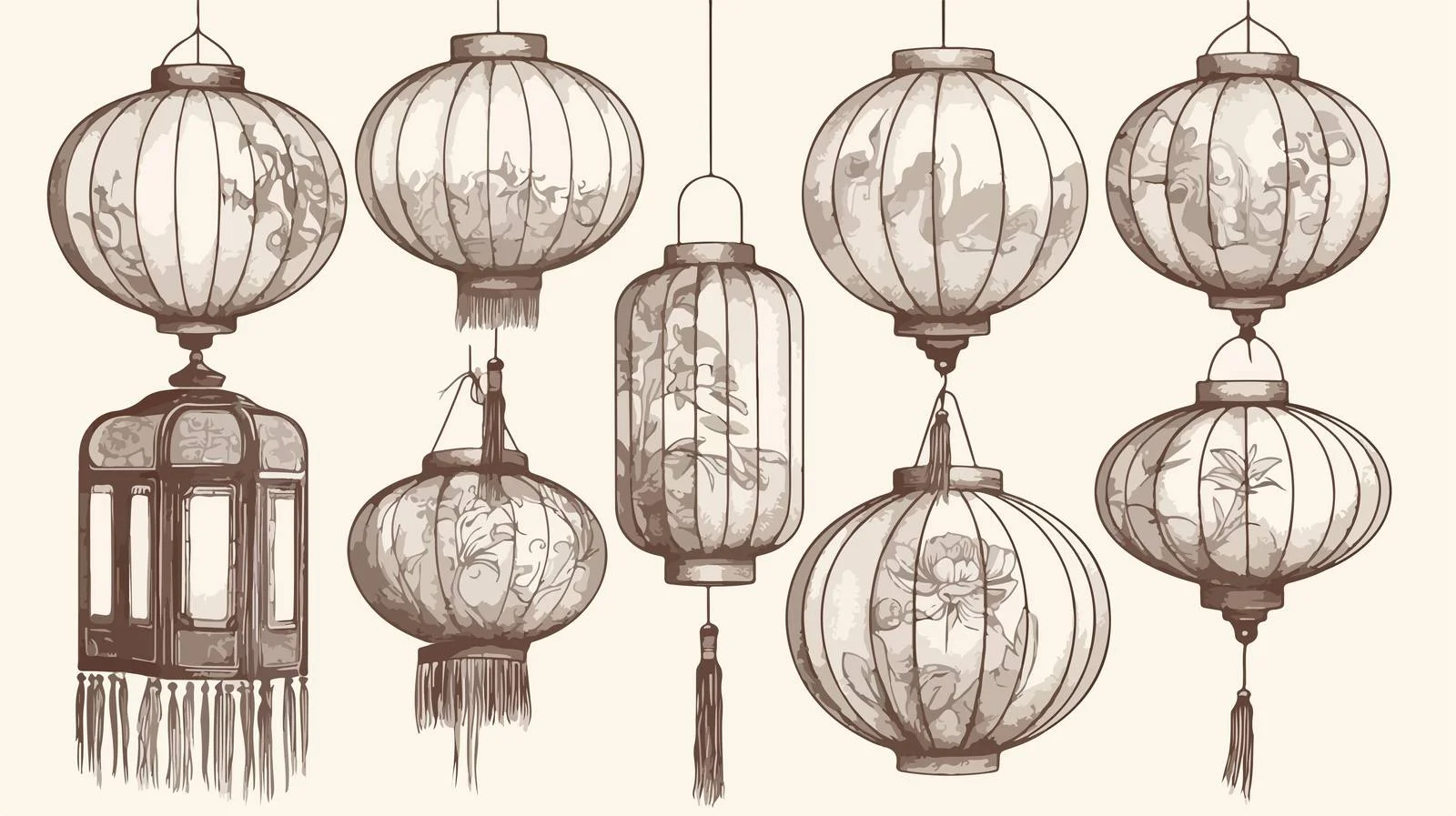 Assortment of Chinese Paper Street Lanterns — free download from Dotvec