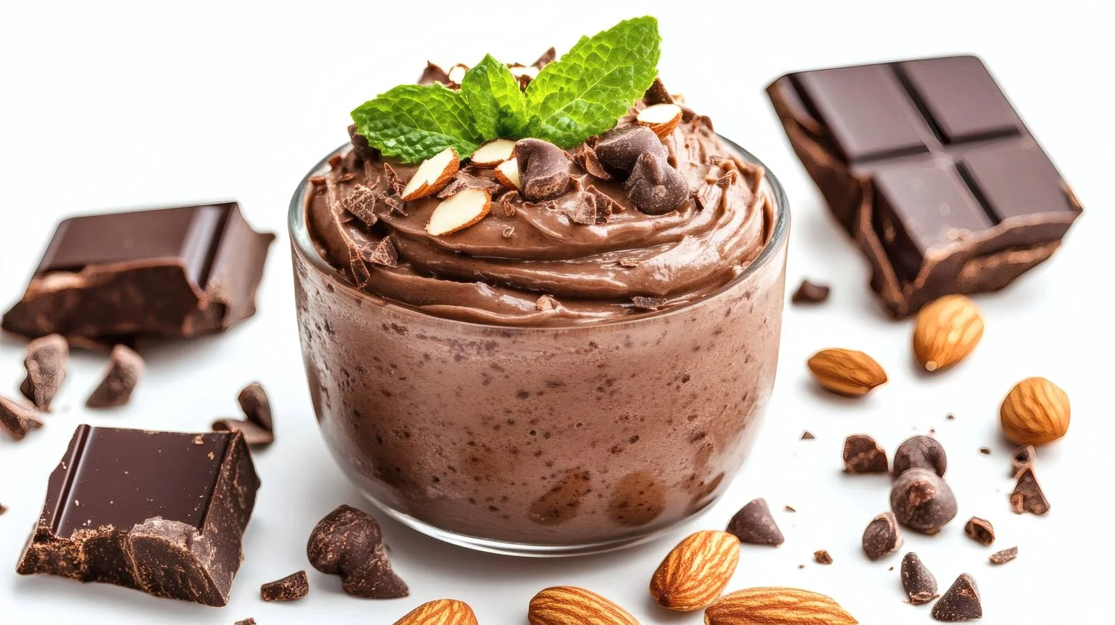 Decadent Chocolate Almond Mousse on White — free download from Dotvec
