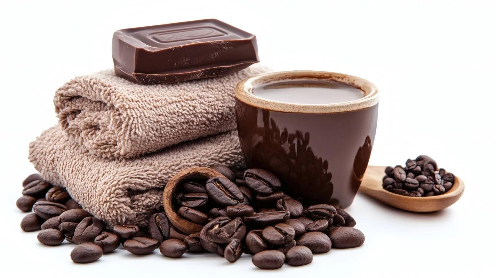 Luxurious Chocolate Coffee Spa Concept on White — free download from Dotvec