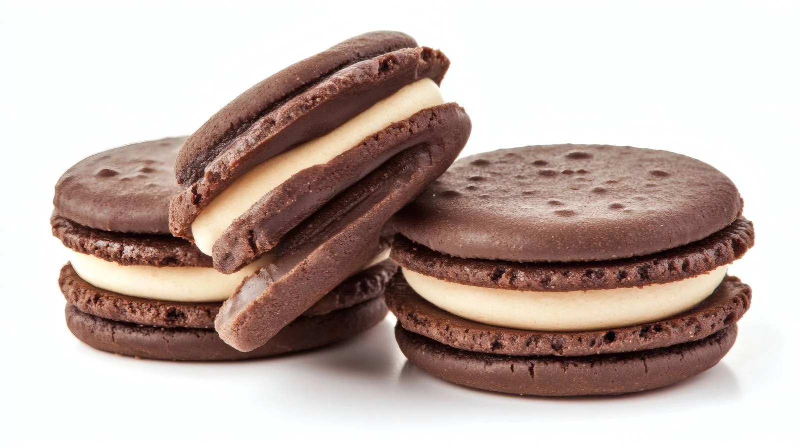 Creamy Chocolate Sandwich Cookies on White Background — free download from Dotvec