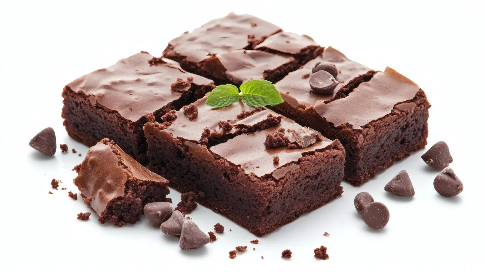 Decadent Chocolate Brownie on White Background — free download from Dotvec