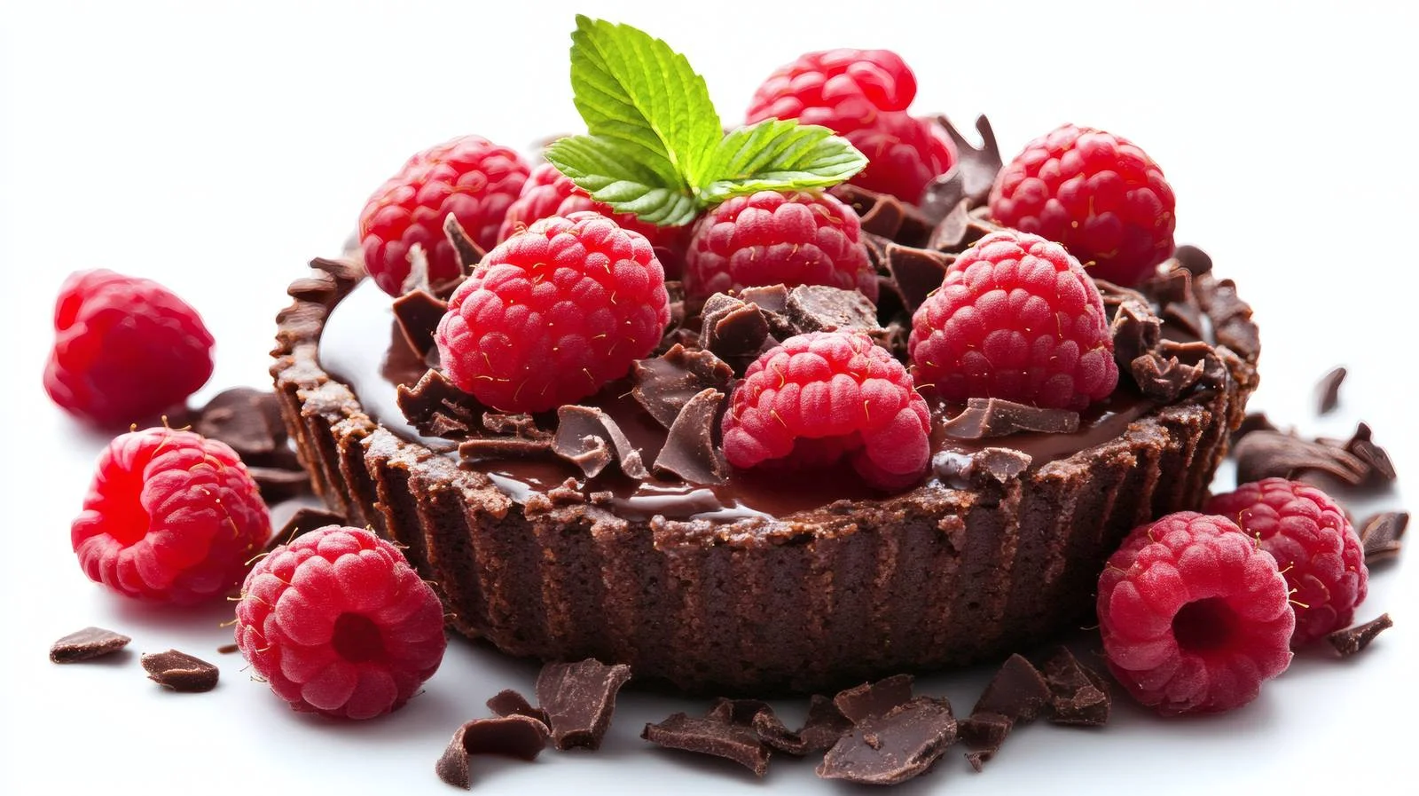 Decadent Chocolate Dessert with Fresh Raspberries — free download from Dotvec
