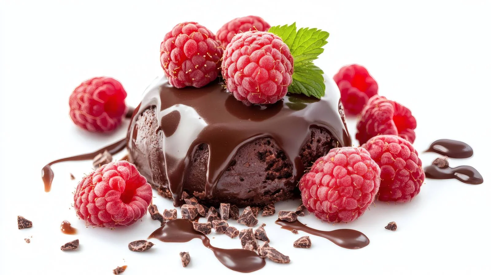 Decadent Chocolate Dessert with Fresh Raspberries — free download from Dotvec