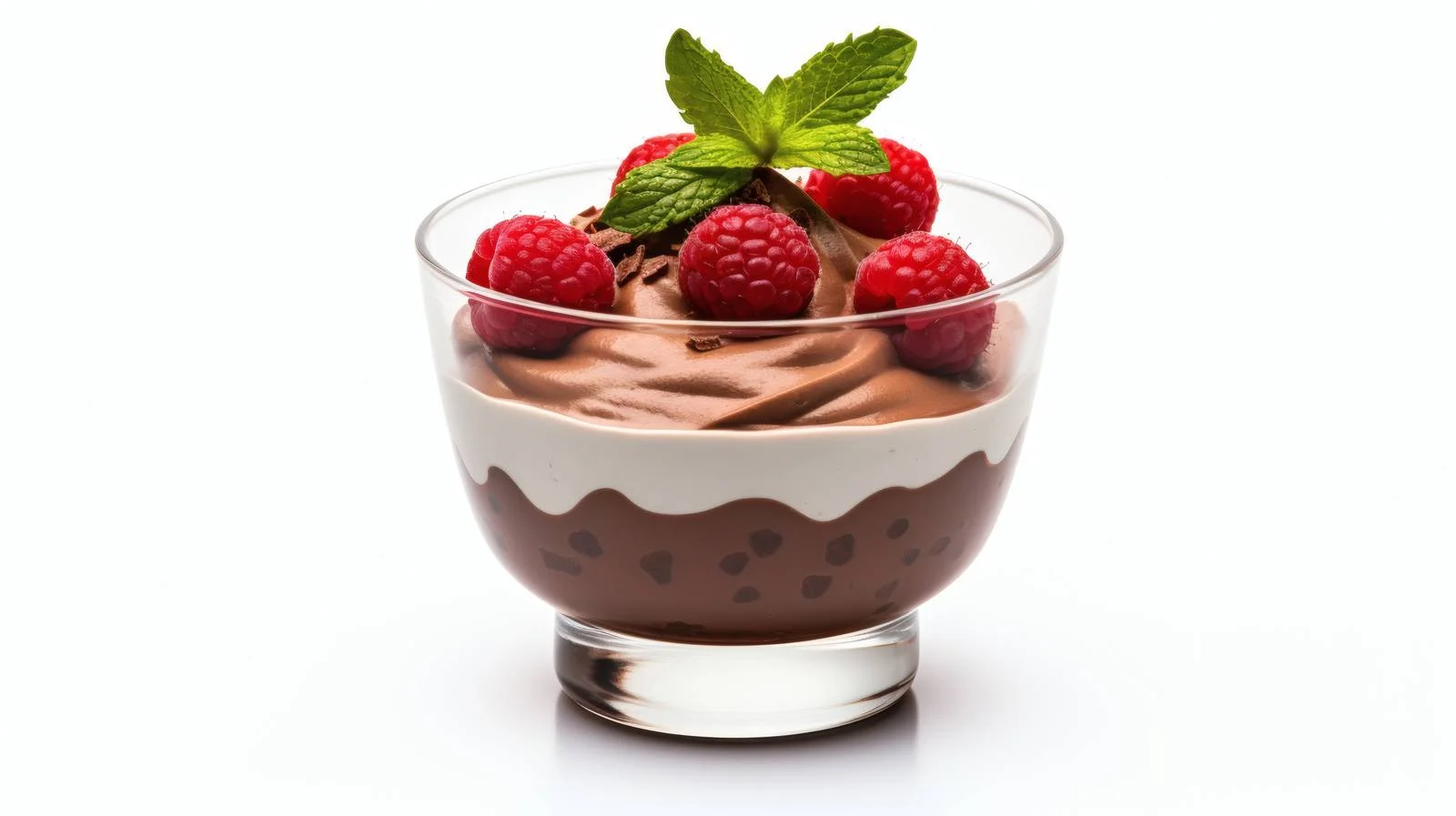 Decadent Chocolate Mousse with Raspberry on White — free download from Dotvec