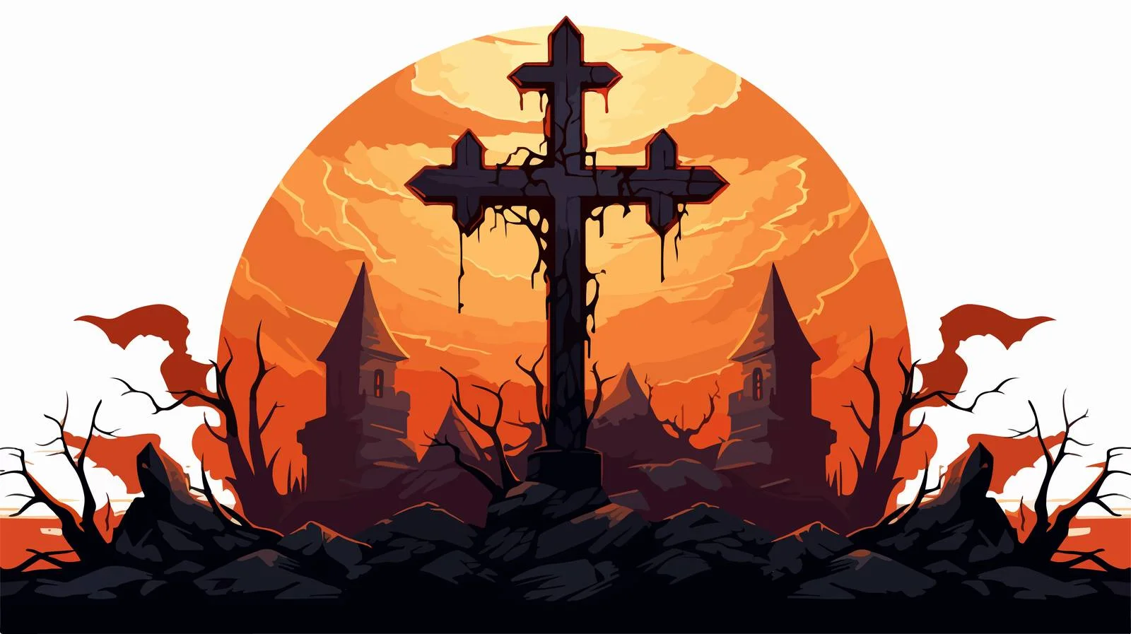 Christian Cross Halloween Spooky Vampire Defense — free download from Dotvec