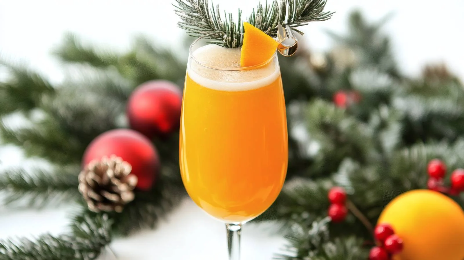 Festive Christmas Mimosa Cocktail on White — free download from Dotvec