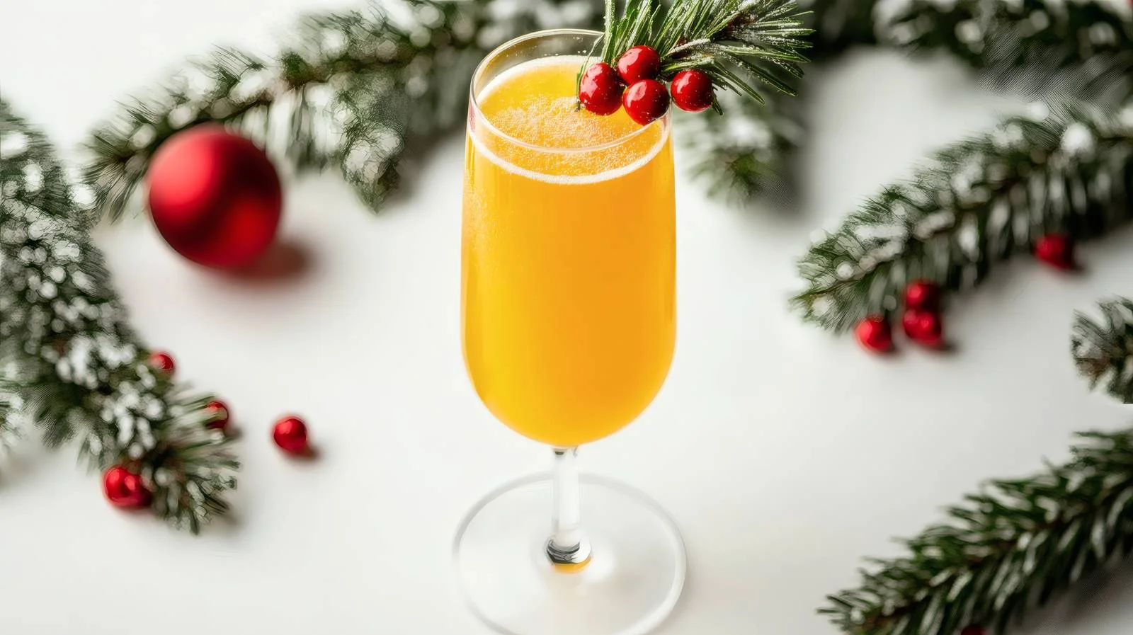 Elegant Christmas Mimosa Cocktail on White — free download from Dotvec