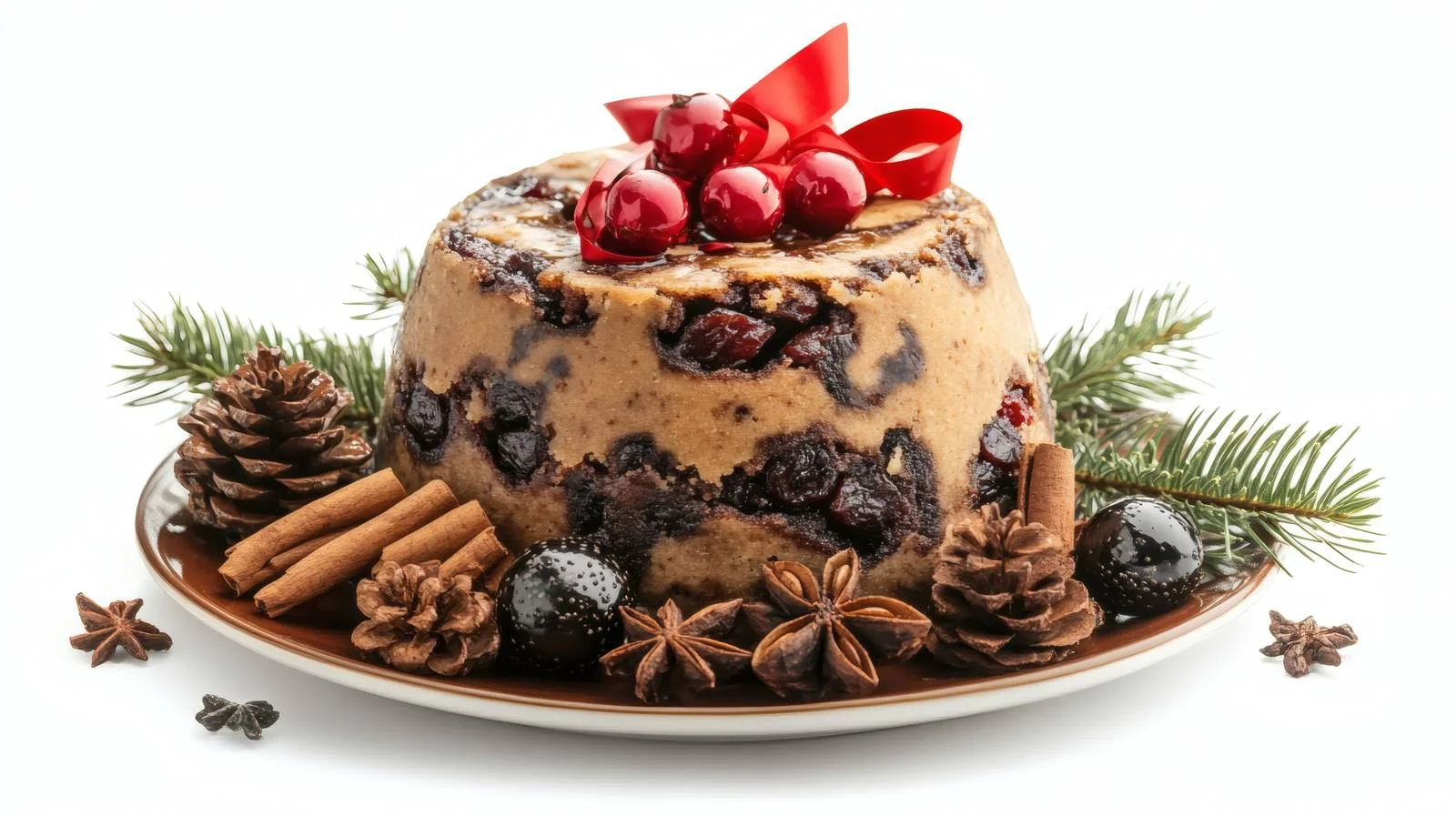 Festive Christmas Pudding on White Background — free download from Dotvec