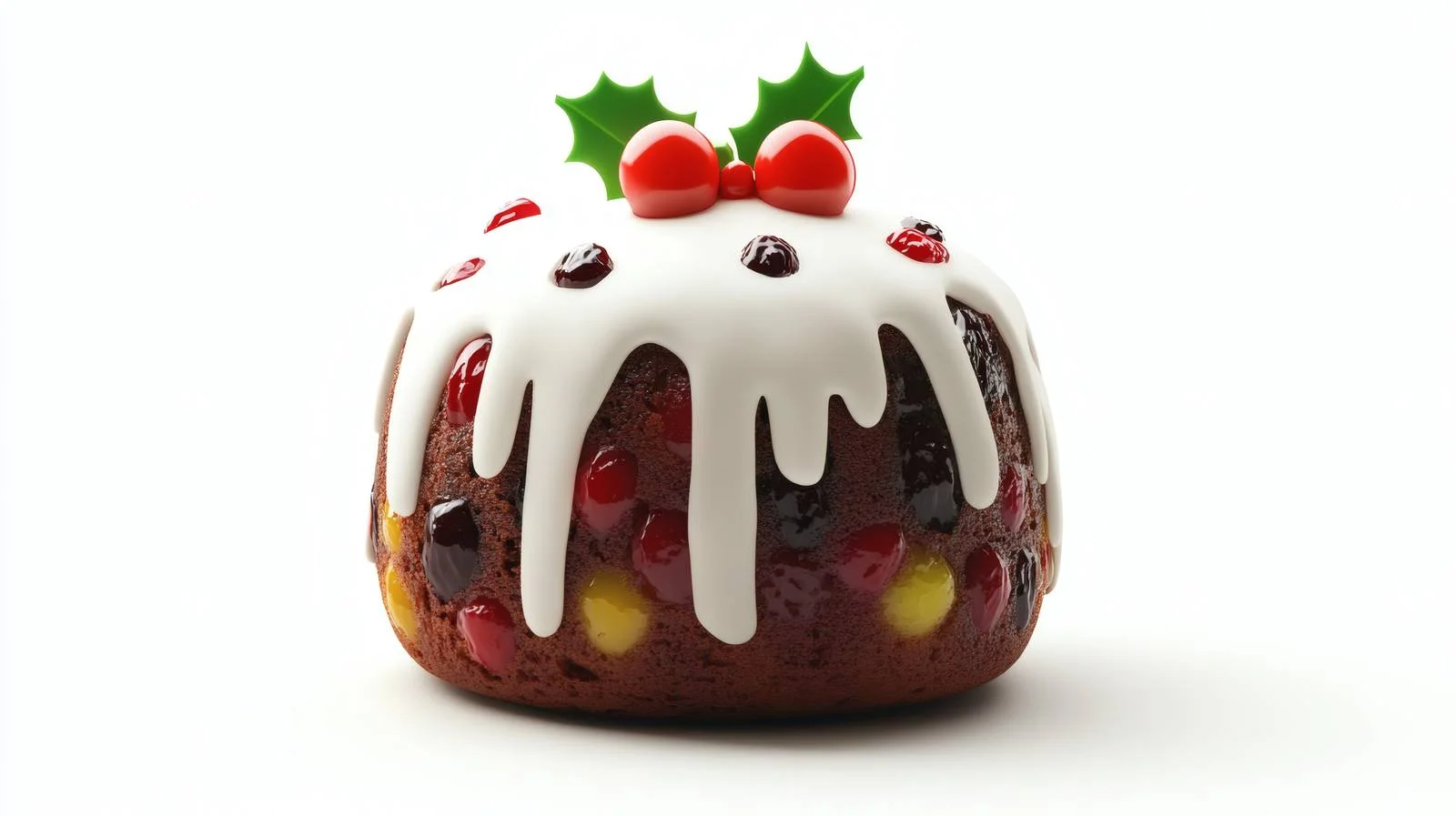 Delicious Christmas Pudding Cake on White Background — free download from Dotvec