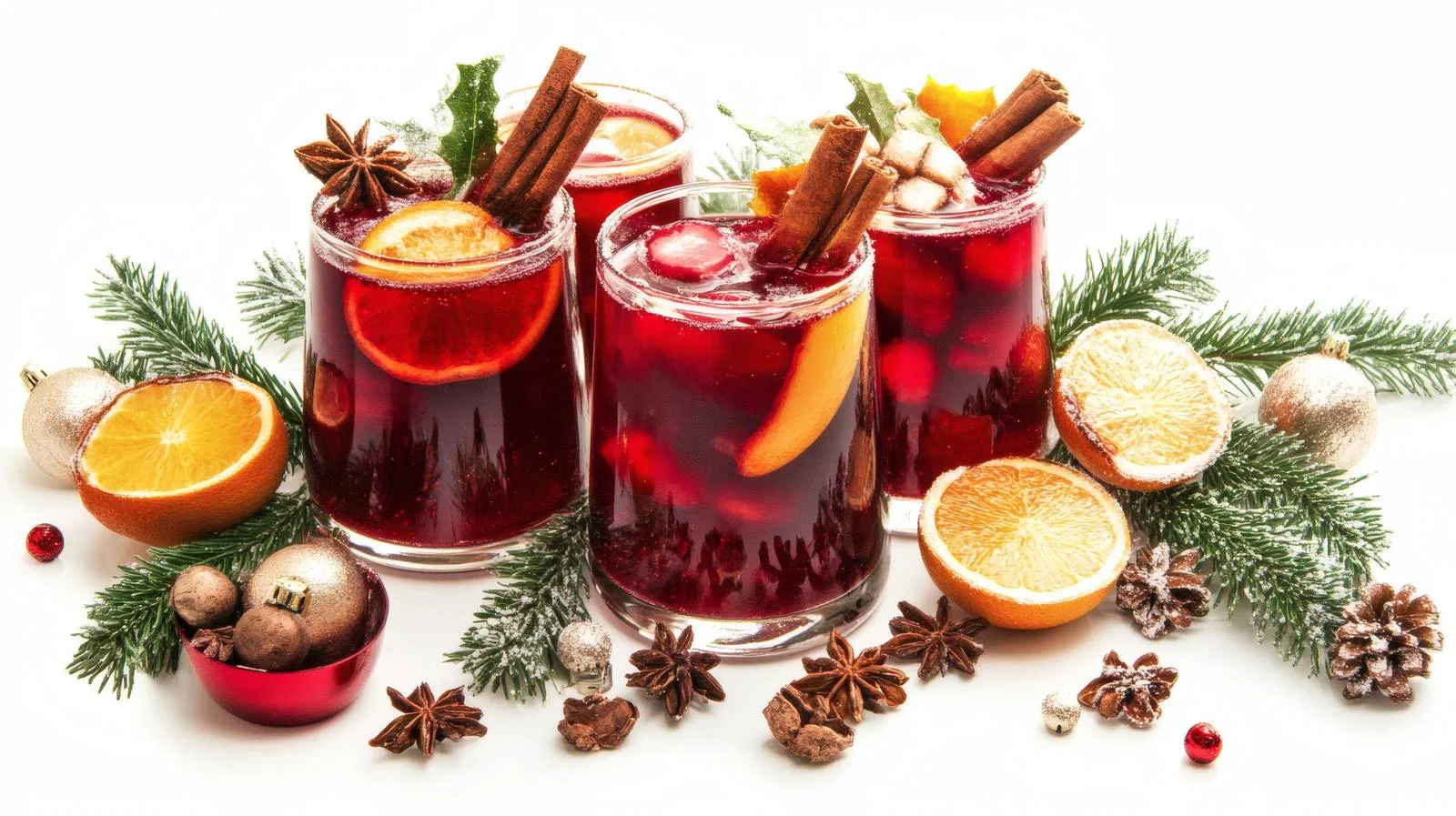 Festive Christmas Sangria on White Background — free download from Dotvec