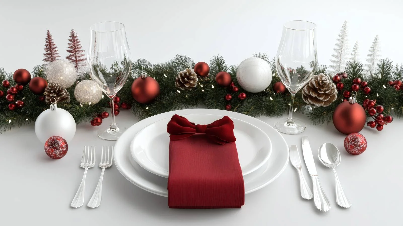 Elegant Christmas Table Setting on White Background — free download from Dotvec