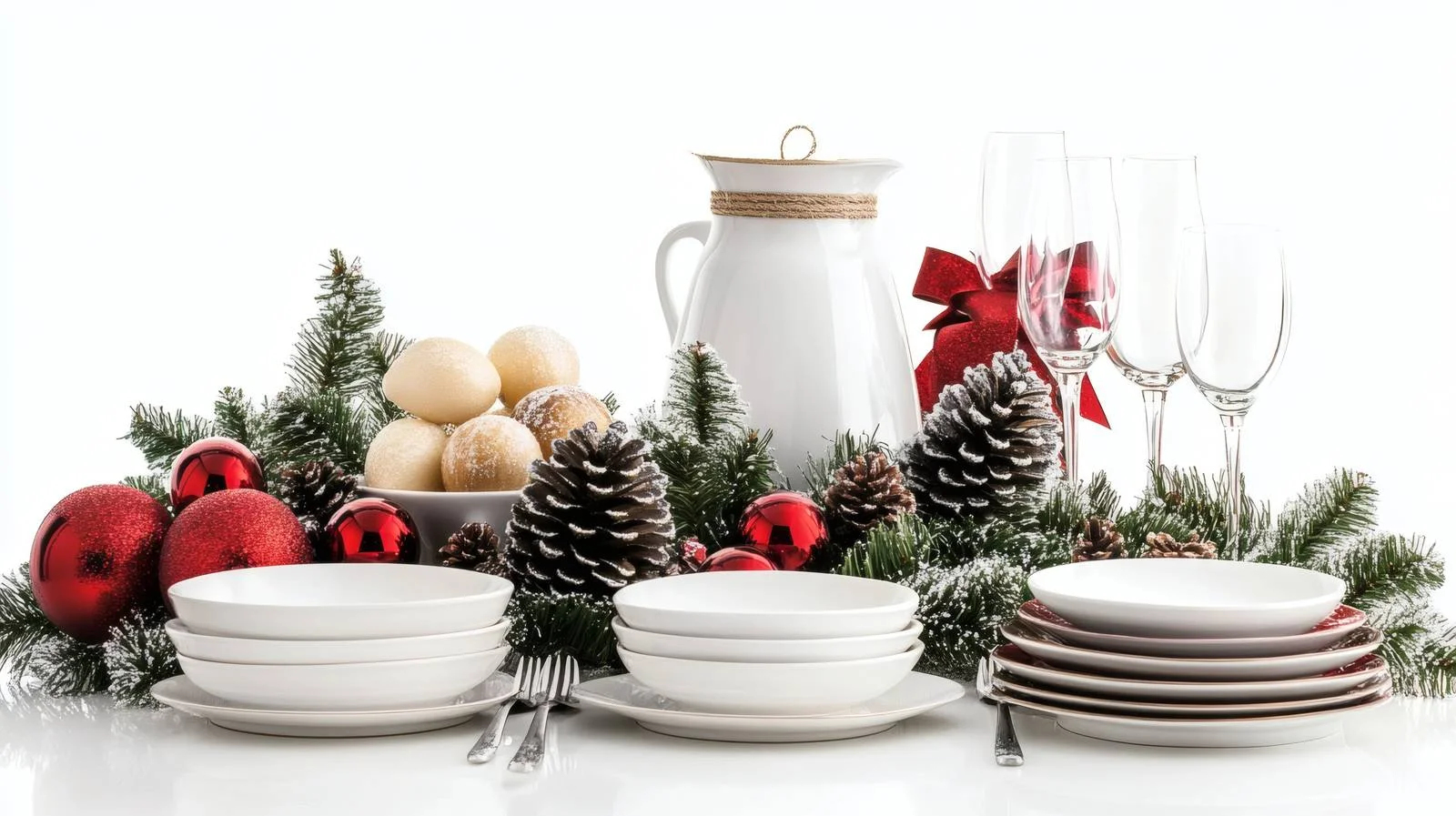 Elegant Christmas Table Setting on White Background — free download from Dotvec