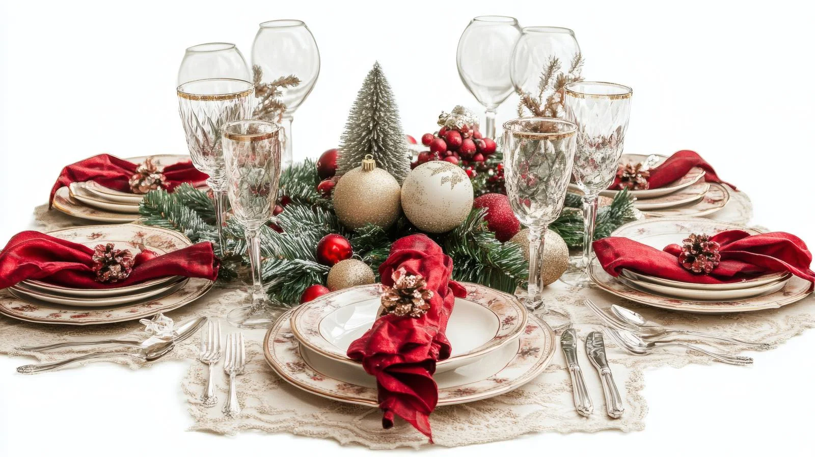 Elegant Christmas Table Setting on White Background — free download from Dotvec