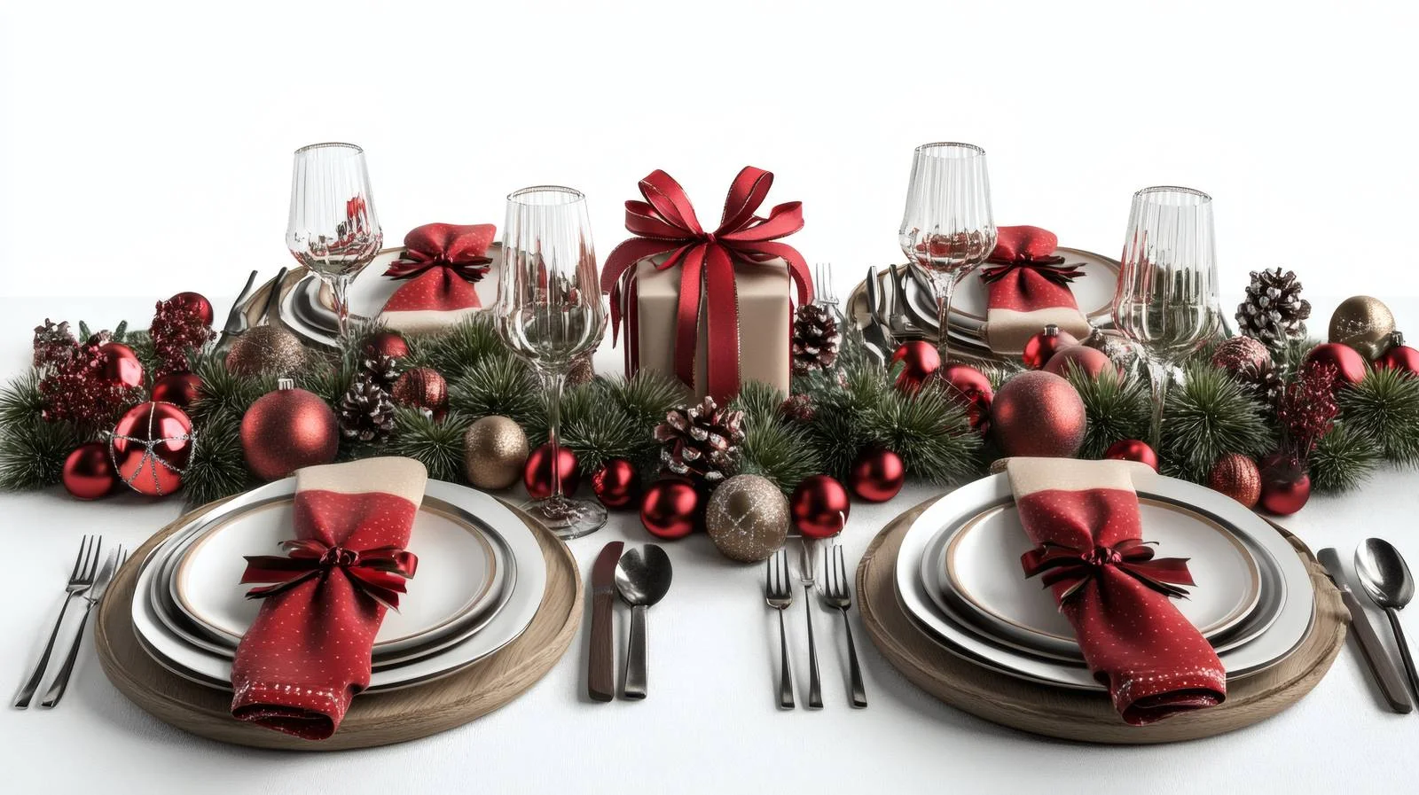 Elegant Christmas Table Setting on White Background — free download from Dotvec