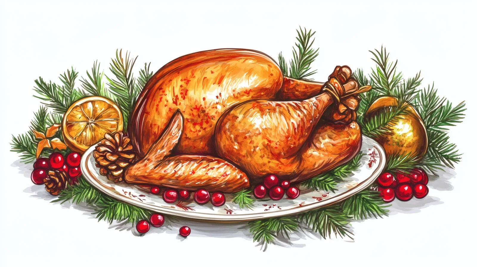 Festive Christmas Turkey on White Table — free download from Dotvec