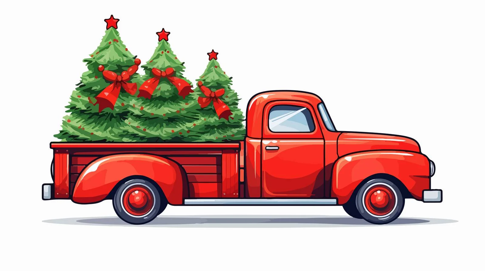 Classic Red Pickup Truck Spreading Christmas Cheer — free download from Dotvec