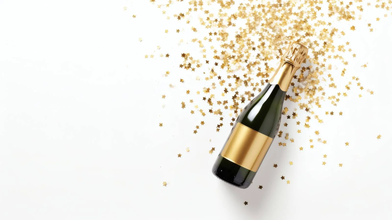 Elegant Christmas Champagne Bottle with Confetti Stars — free download from Dotvec