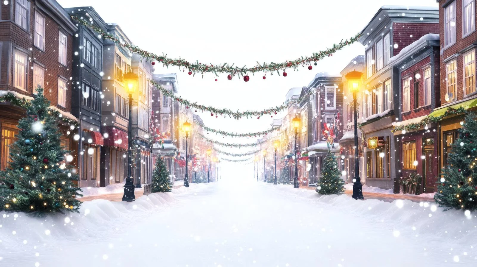 Festive Urban Street Illuminated in Christmas Lights — free download from Dotvec