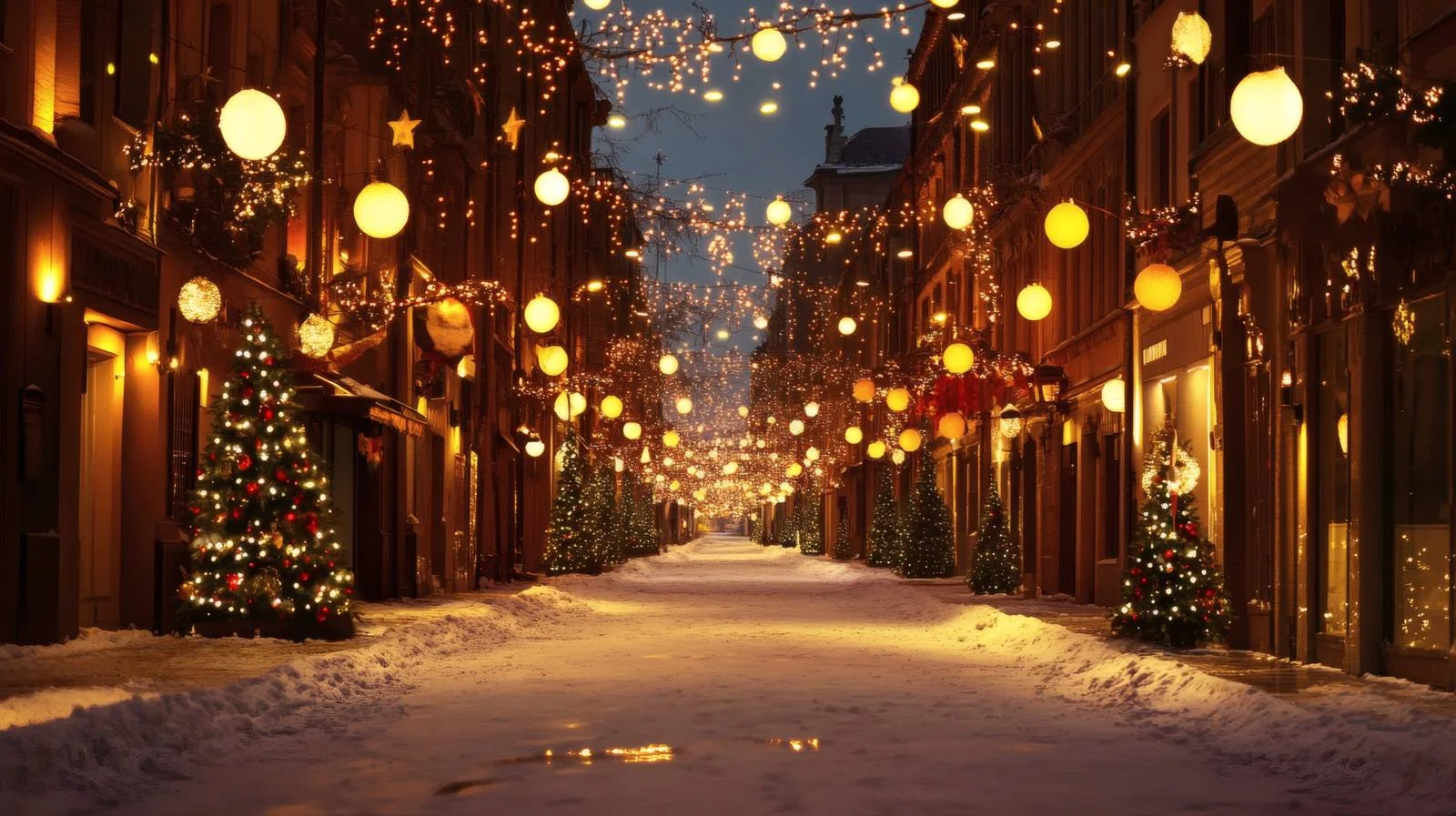 Festive Urban Street Illuminated White Background — free download from Dotvec
