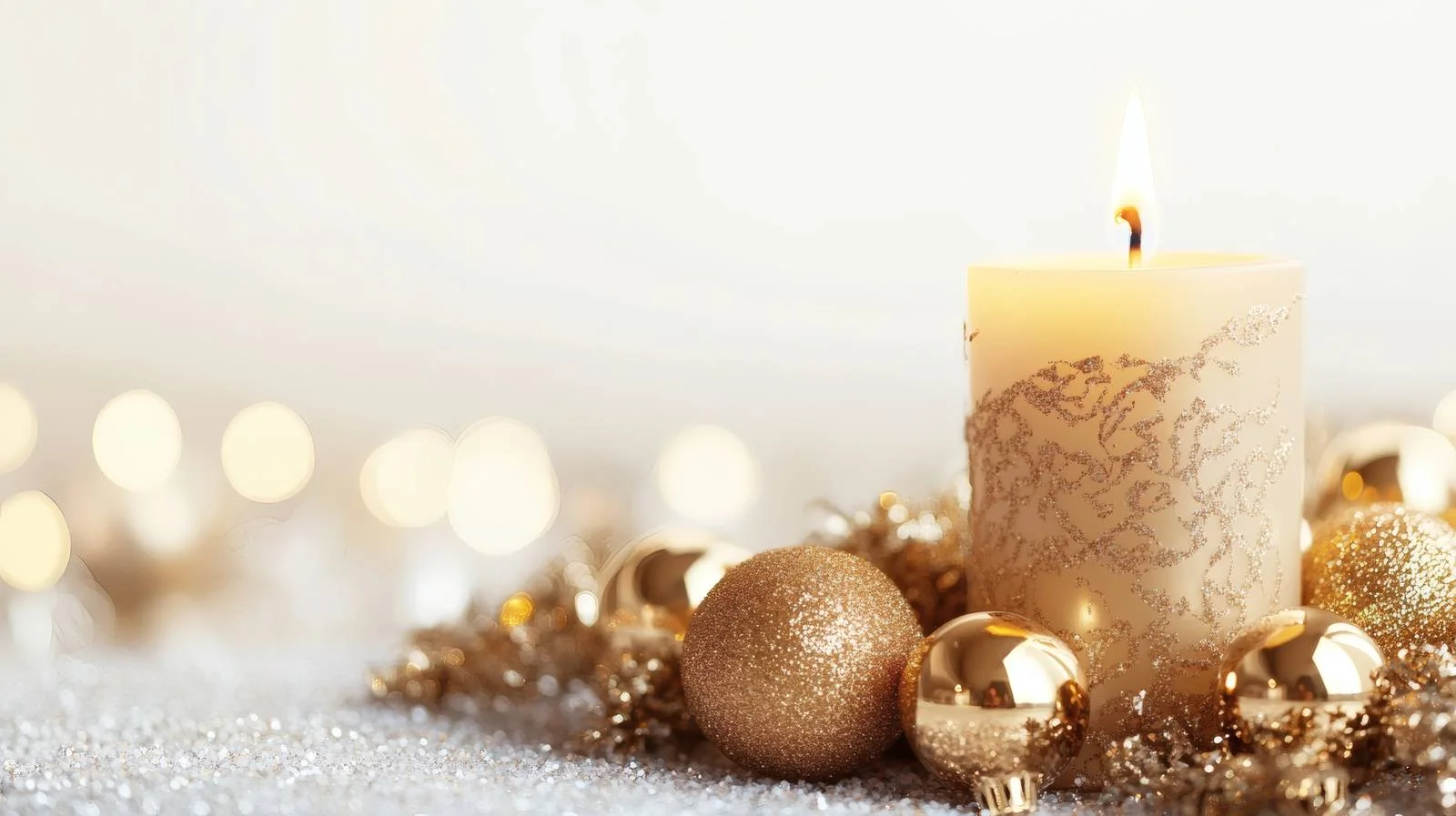 Festive Candle and Golden Bauble Illumination — free download from Dotvec