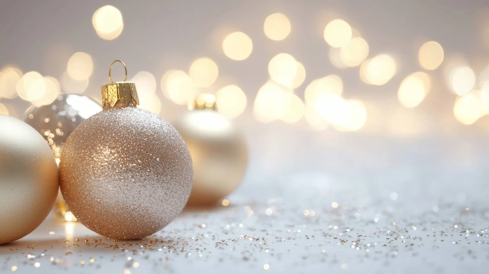 Festive Christmas Golden Balls with Glowing Lights — free download from Dotvec