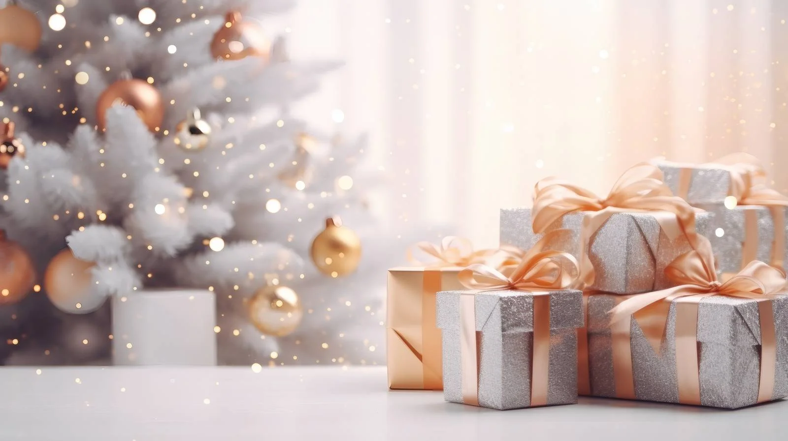 Festive Christmas Gifts by Illuminated Tree — free download from Dotvec