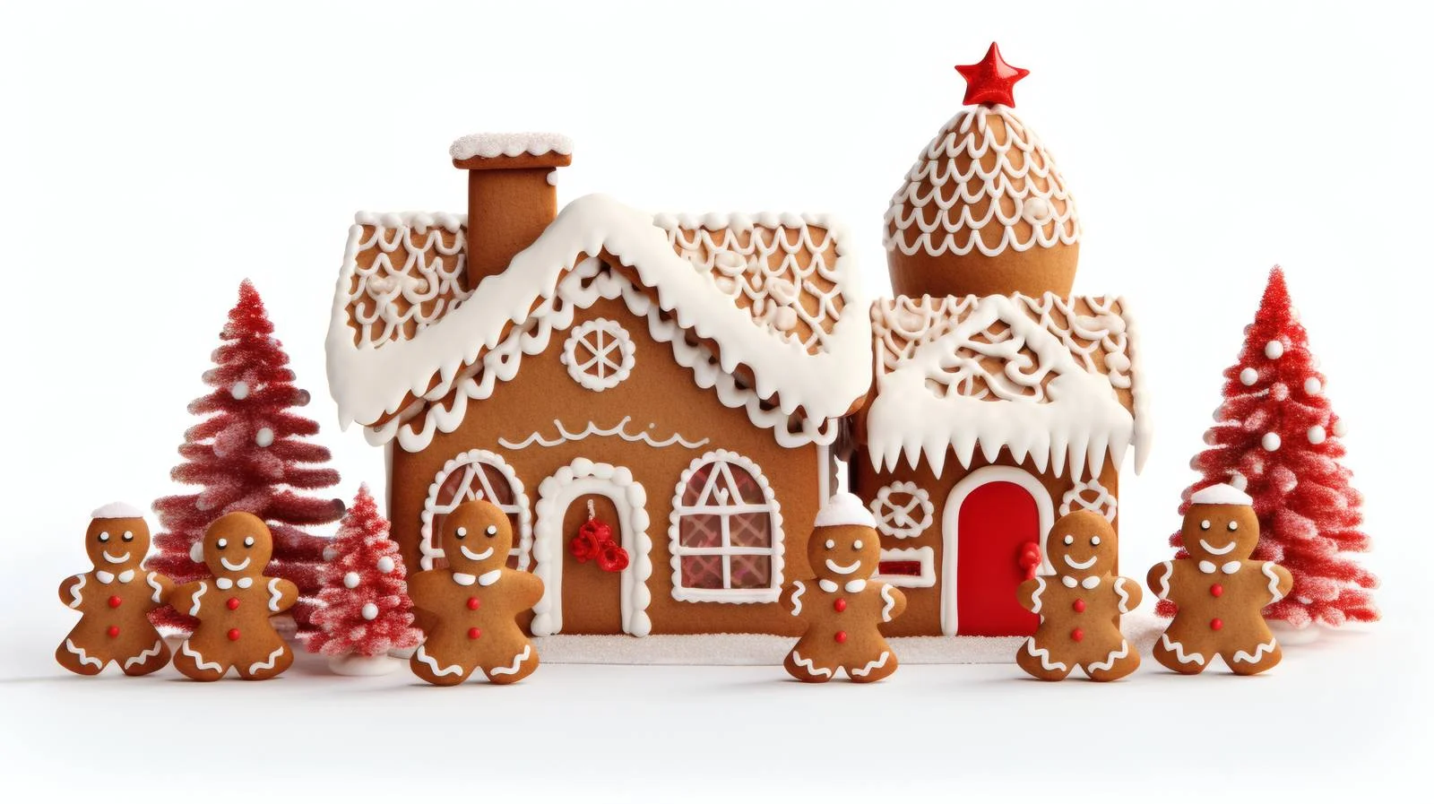 Festive gingerbread house with gingerbread man — free download from Dotvec