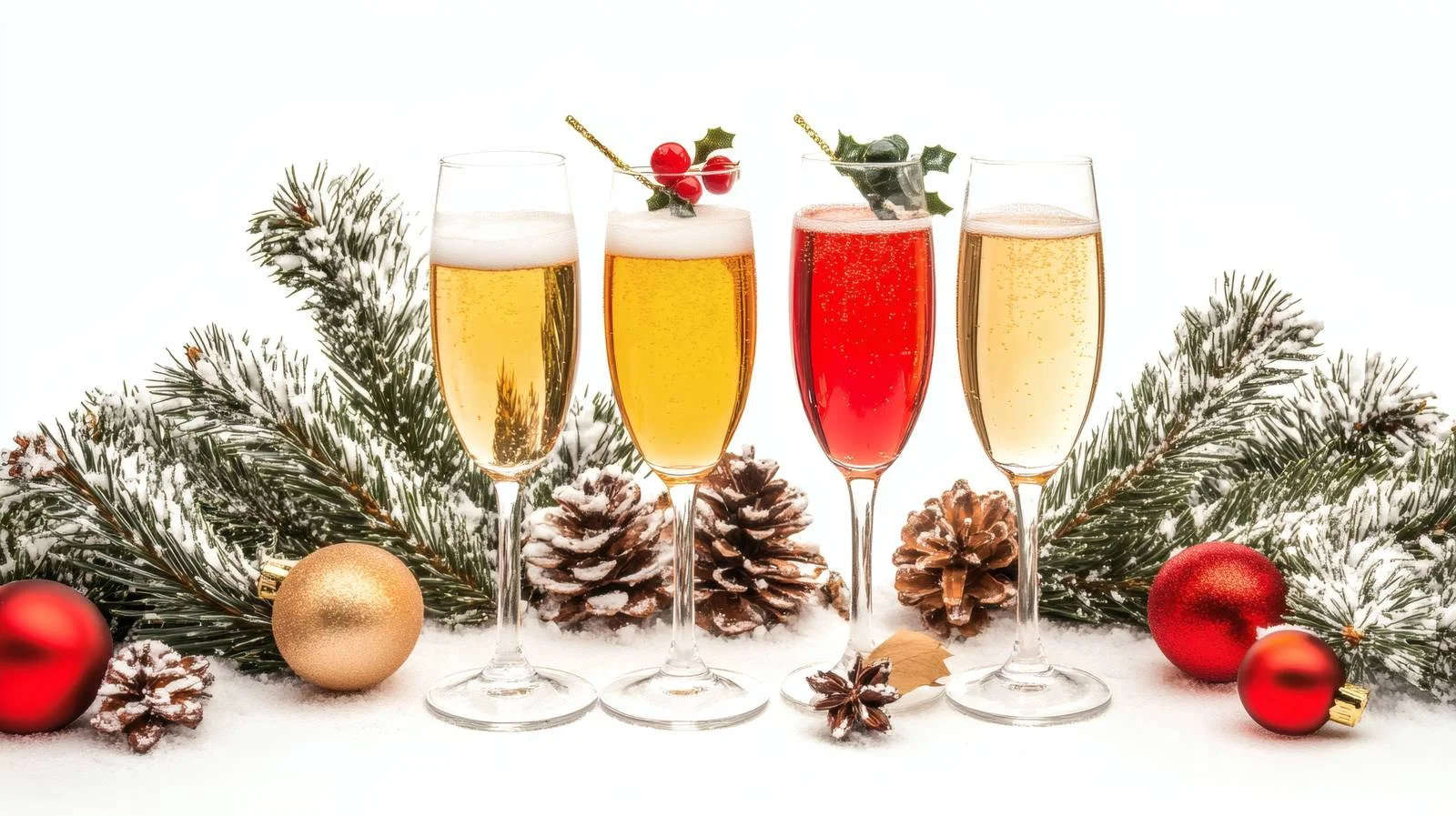 Elegant Christmas Champagne Glasses on White — free download from Dotvec