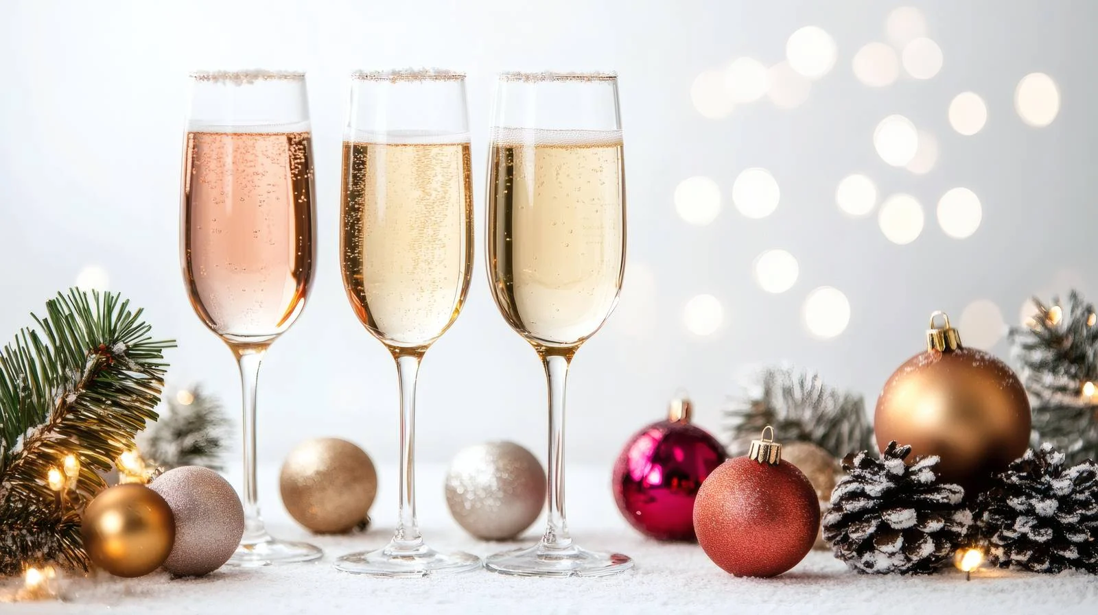 Elegant Christmas Champagne Glasses on White — free download from Dotvec