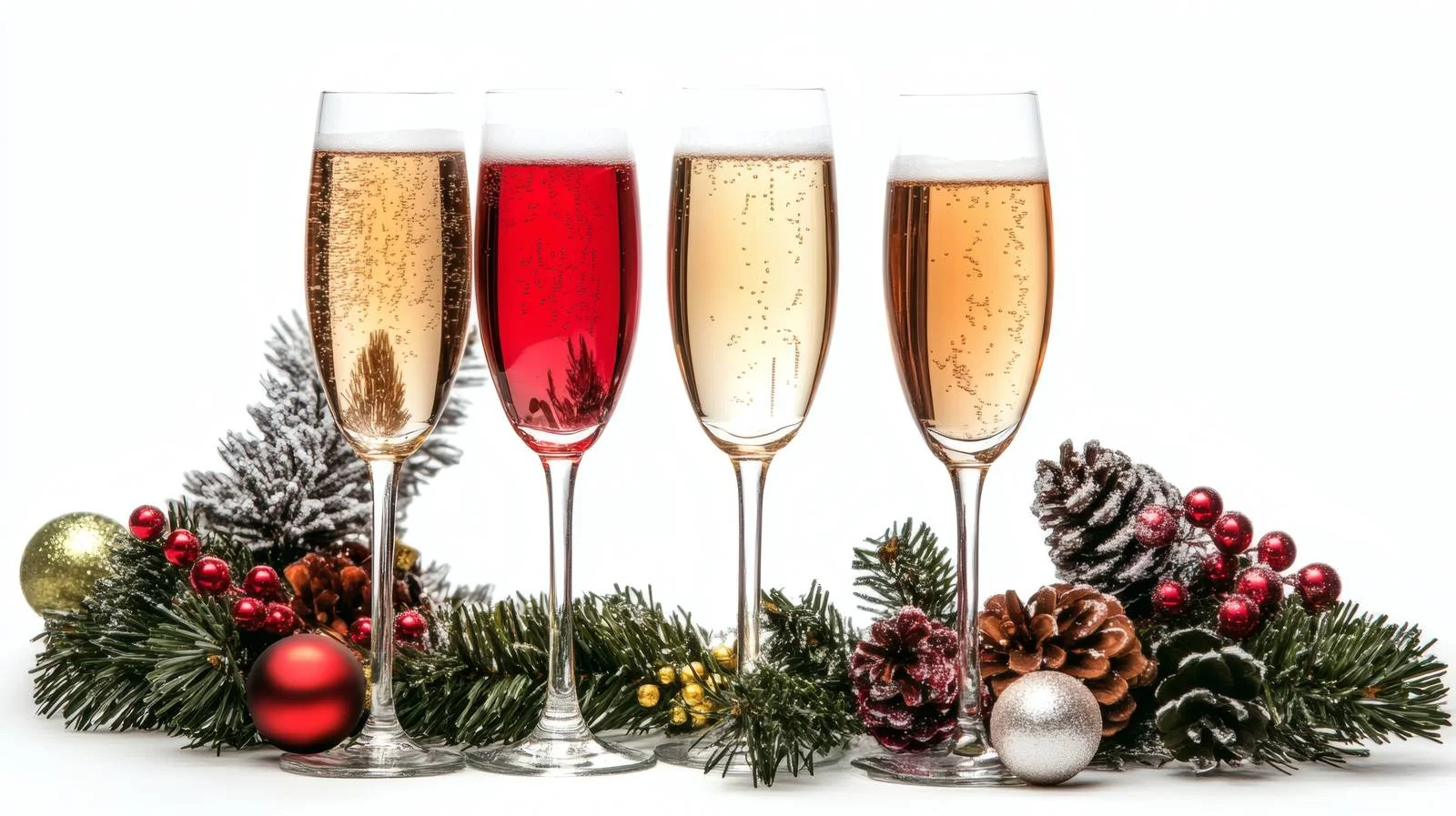 Elegant Christmas Champagne Glasses on White Background — free download from Dotvec