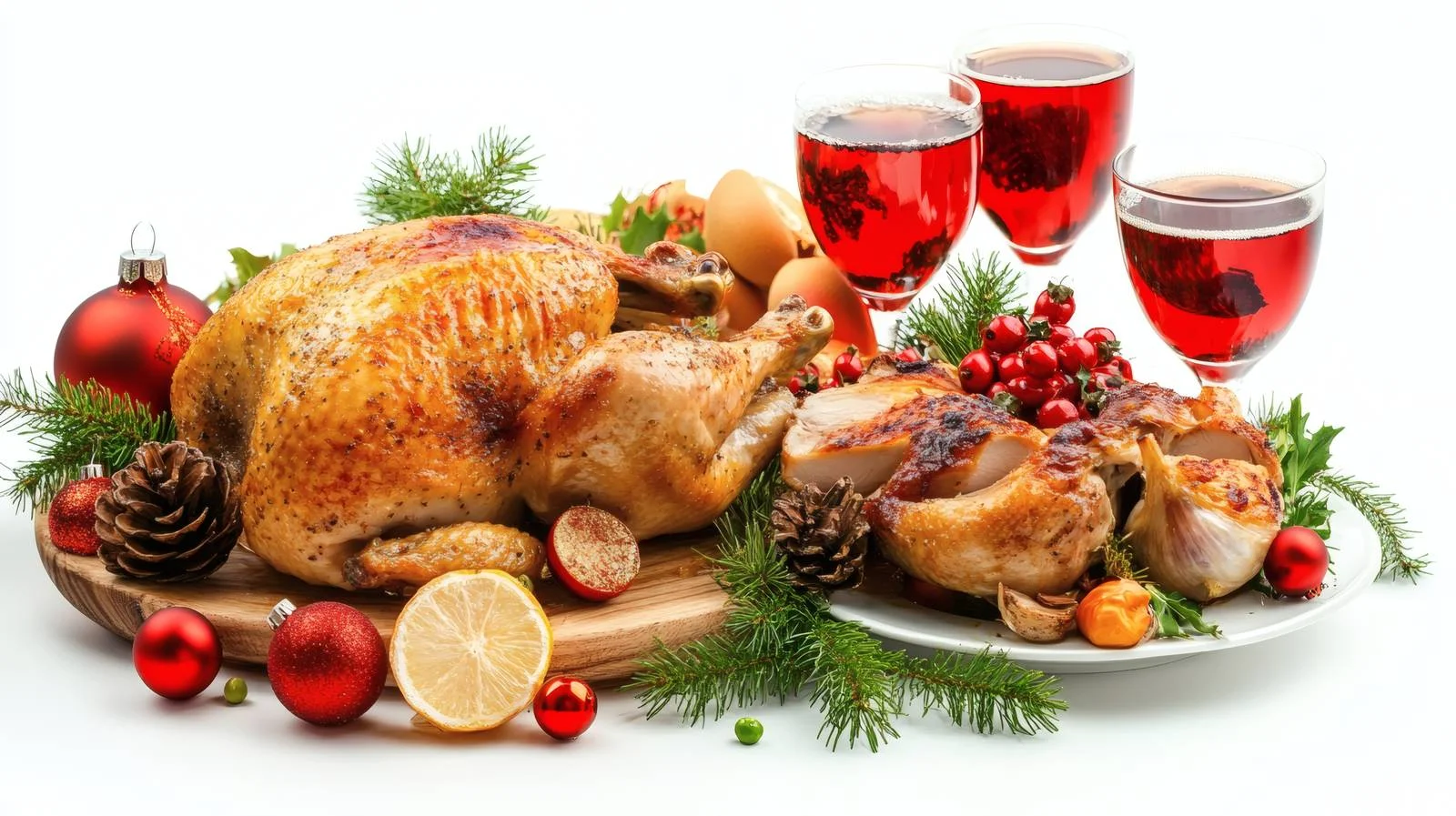 Festive Christmas Dinner Spread with Roasted Chicken — free download from Dotvec