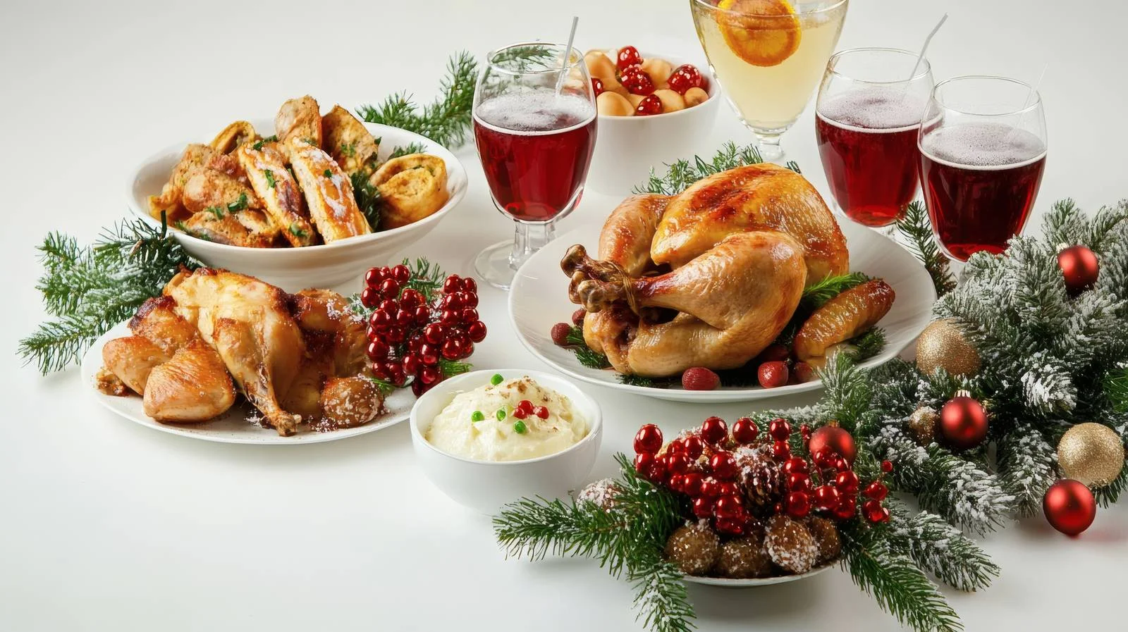 Festive Christmas Dinner Table with Roasted Chicken — free download from Dotvec