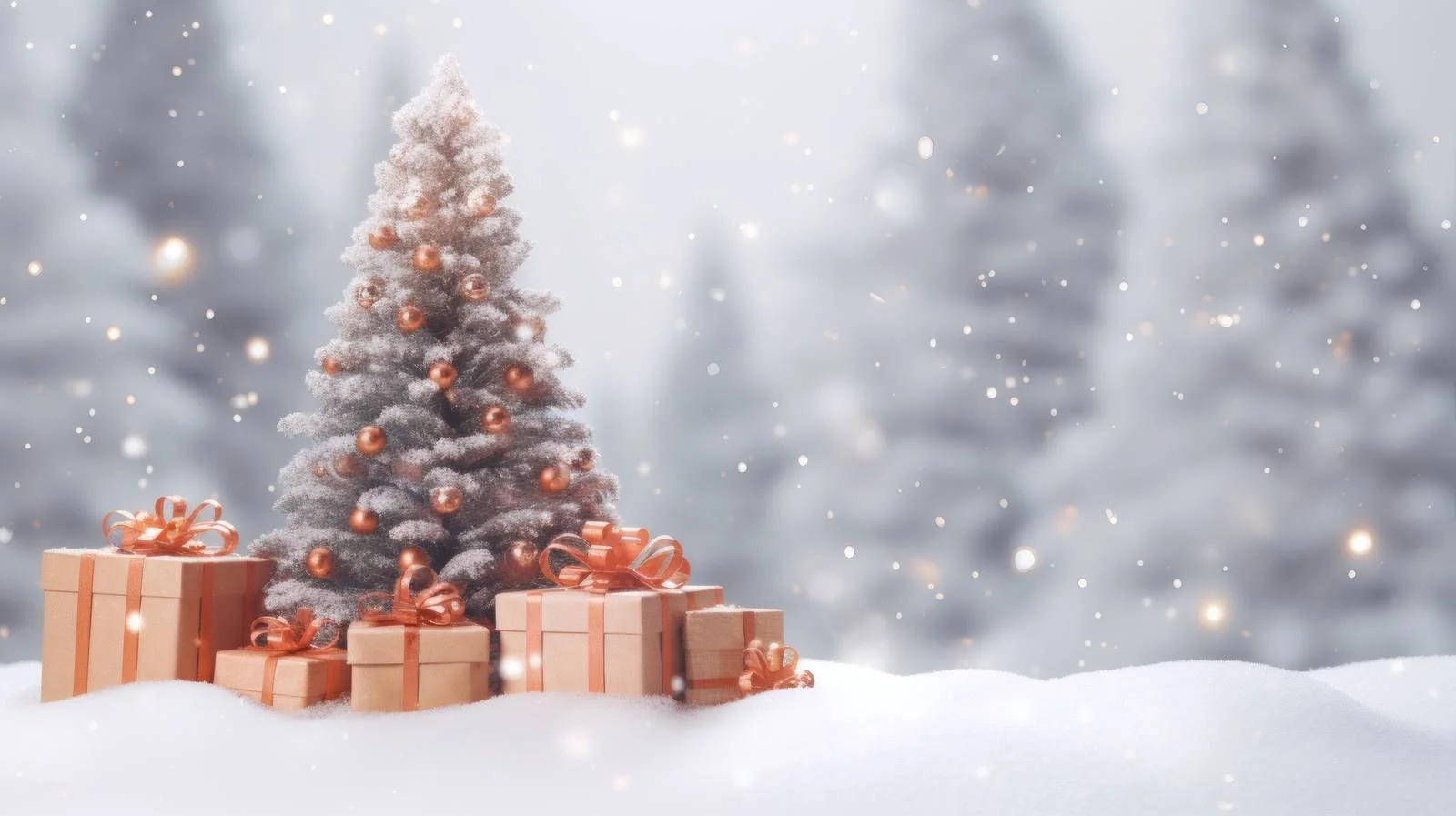 Festive Outdoor Christmas Tree with Blurred Lights — free download from Dotvec