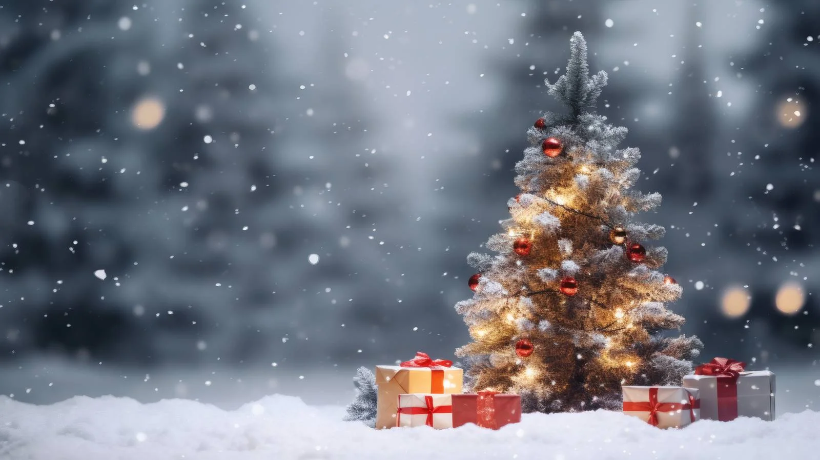 Festive Christmas Tree with Outdoor Gifts — free download from Dotvec