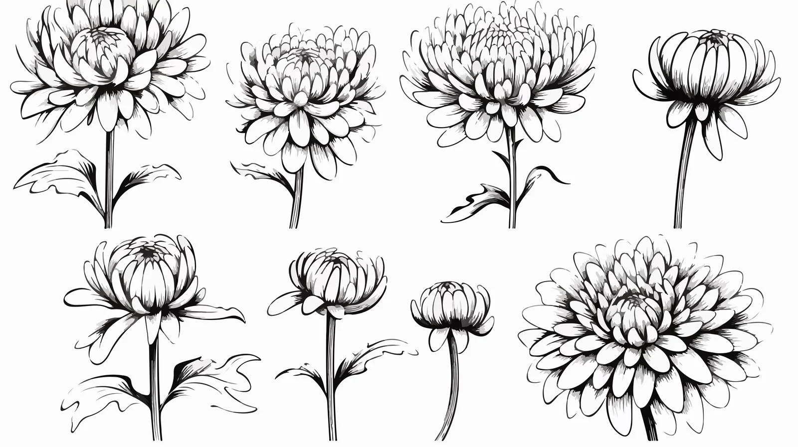 Chrysanthemums Comic Sketch — free download from Dotvec