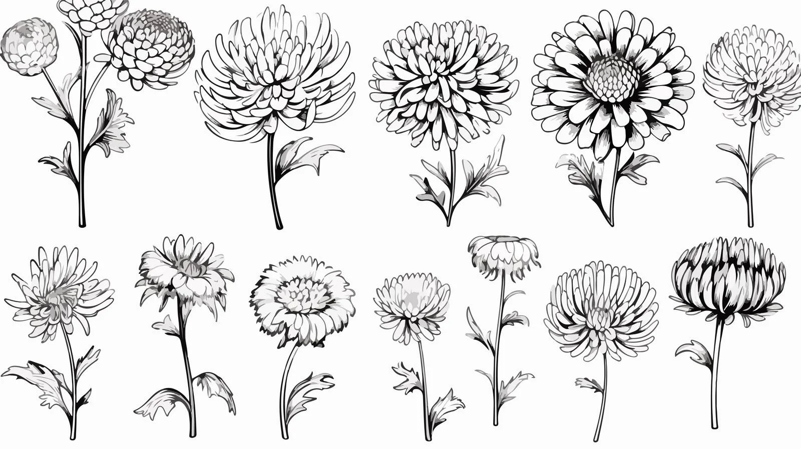 Chrysanthemums Sketch Comic Style — free download from Dotvec