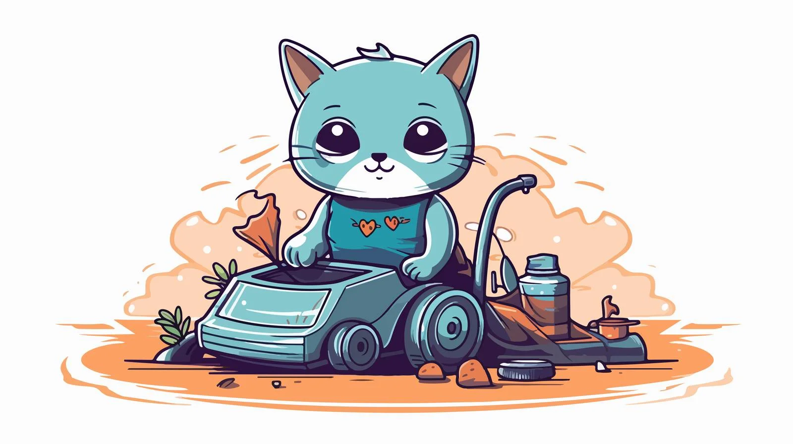 Cat on Robotic Vacuum Cleaner — free download from Dotvec