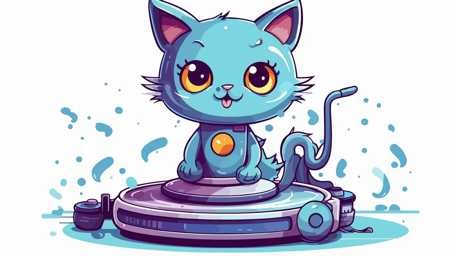 Adorable Cat on Robotic Vacuum Cleaner — free download from Dotvec