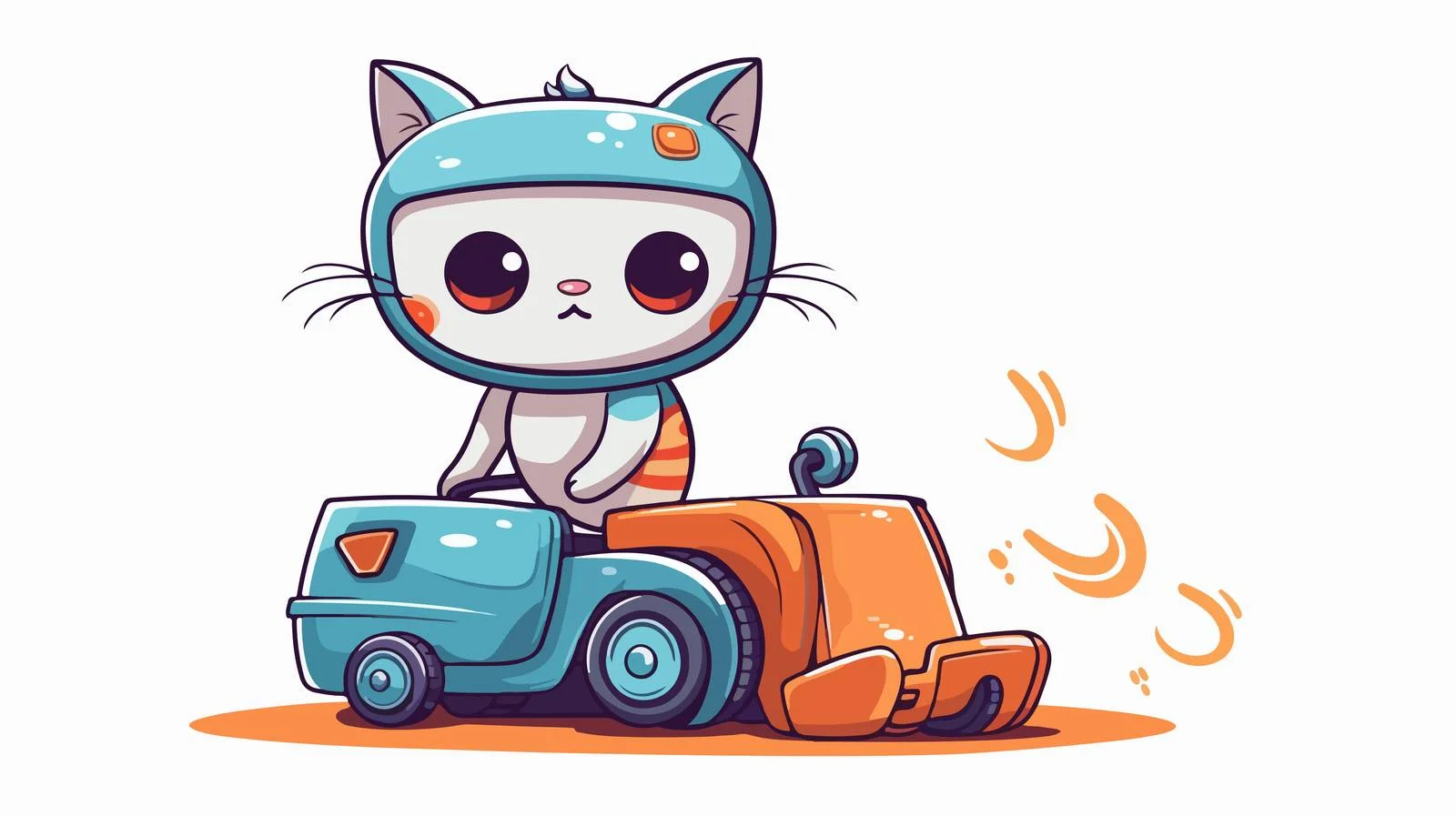 Adorable Cat Riding Robotic Vacuum Cleaner — free download from Dotvec