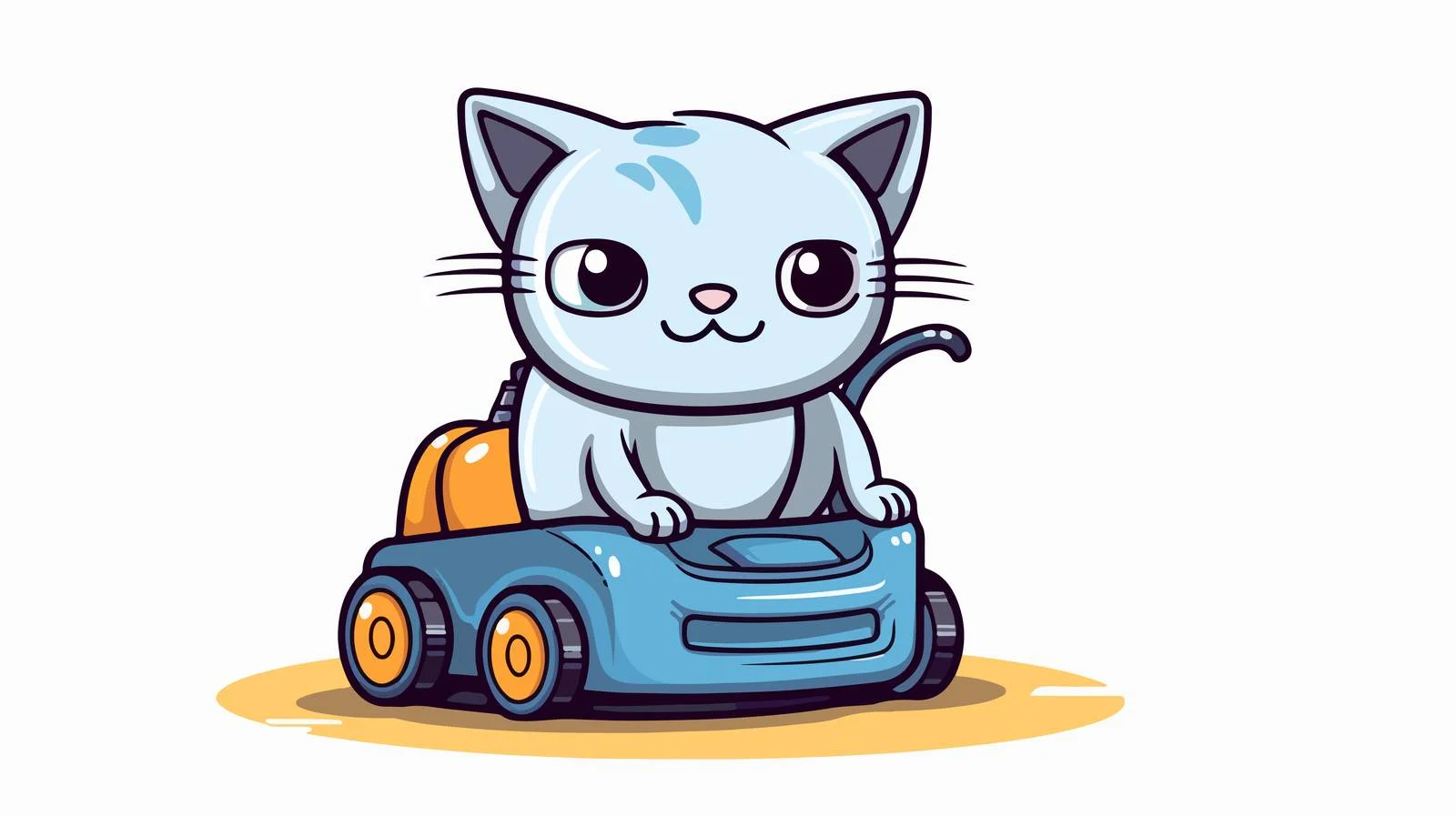 Adorable Cat Riding Robotic Vacuum Cleaner — free download from Dotvec