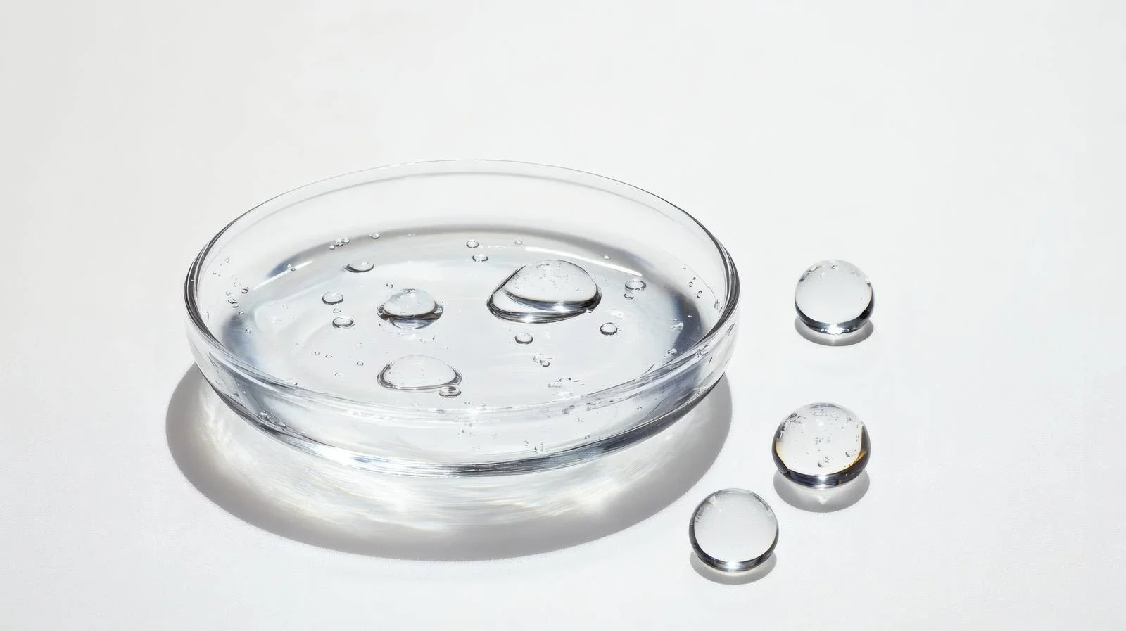Transparent Gel Drops in Petri Dish on White Background — free download from Dotvec